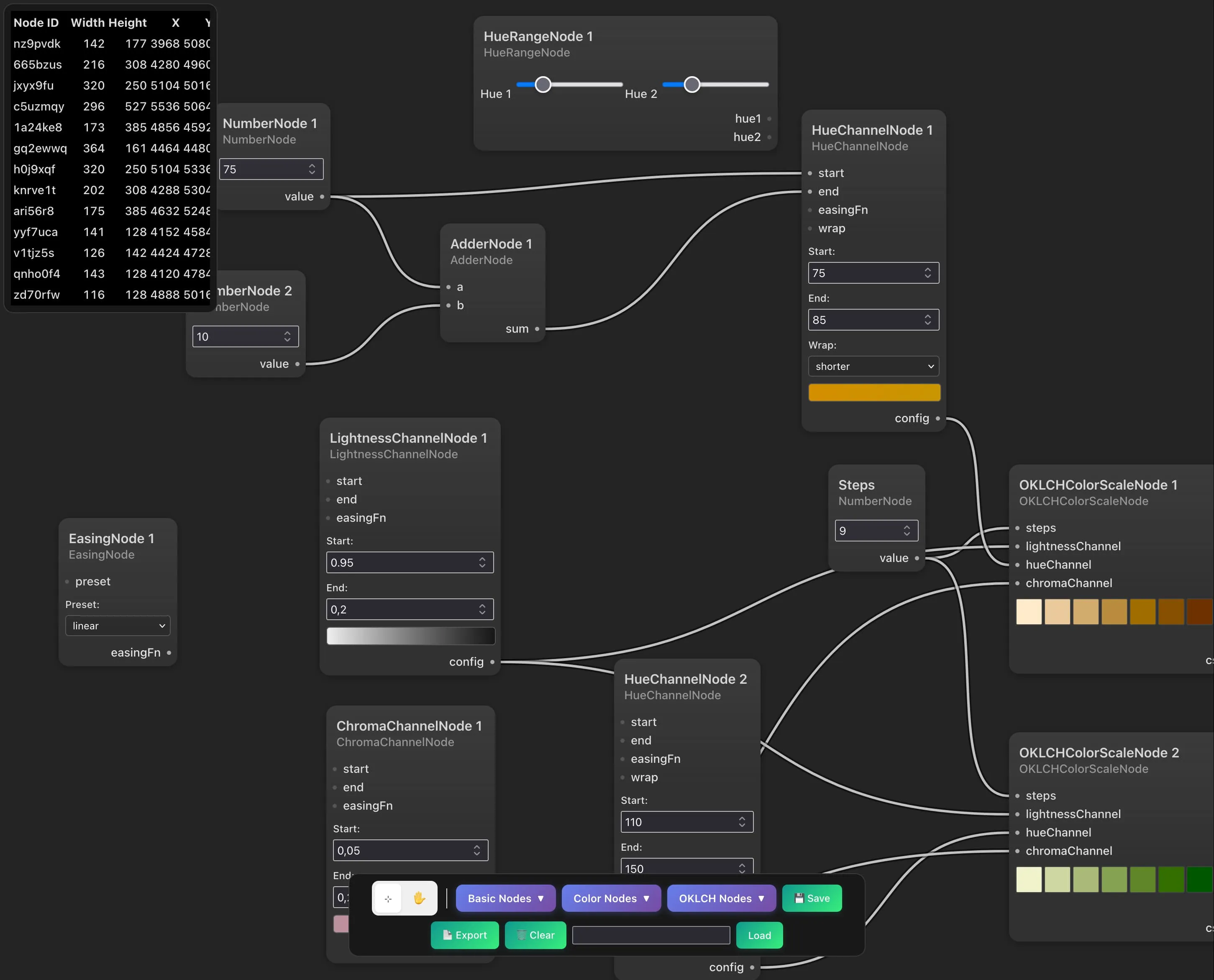 WIP node UI to create parametric color scales